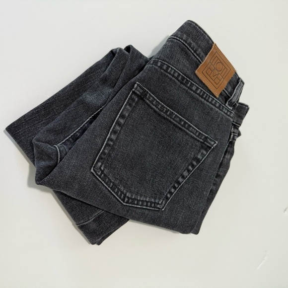 Toteme Twisted Seam Denim Jean Straight Leg Women Size 24 Mid Rise Grey Black - Picture 6 of 16